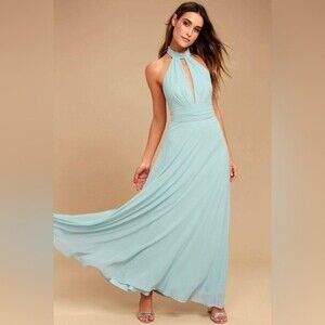 Lulus- "First Comes Love"- Light Blue, Flowy Maxi Dress- Size XS